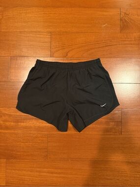 Nike Black Athletic Running Shorts with White Swoosh